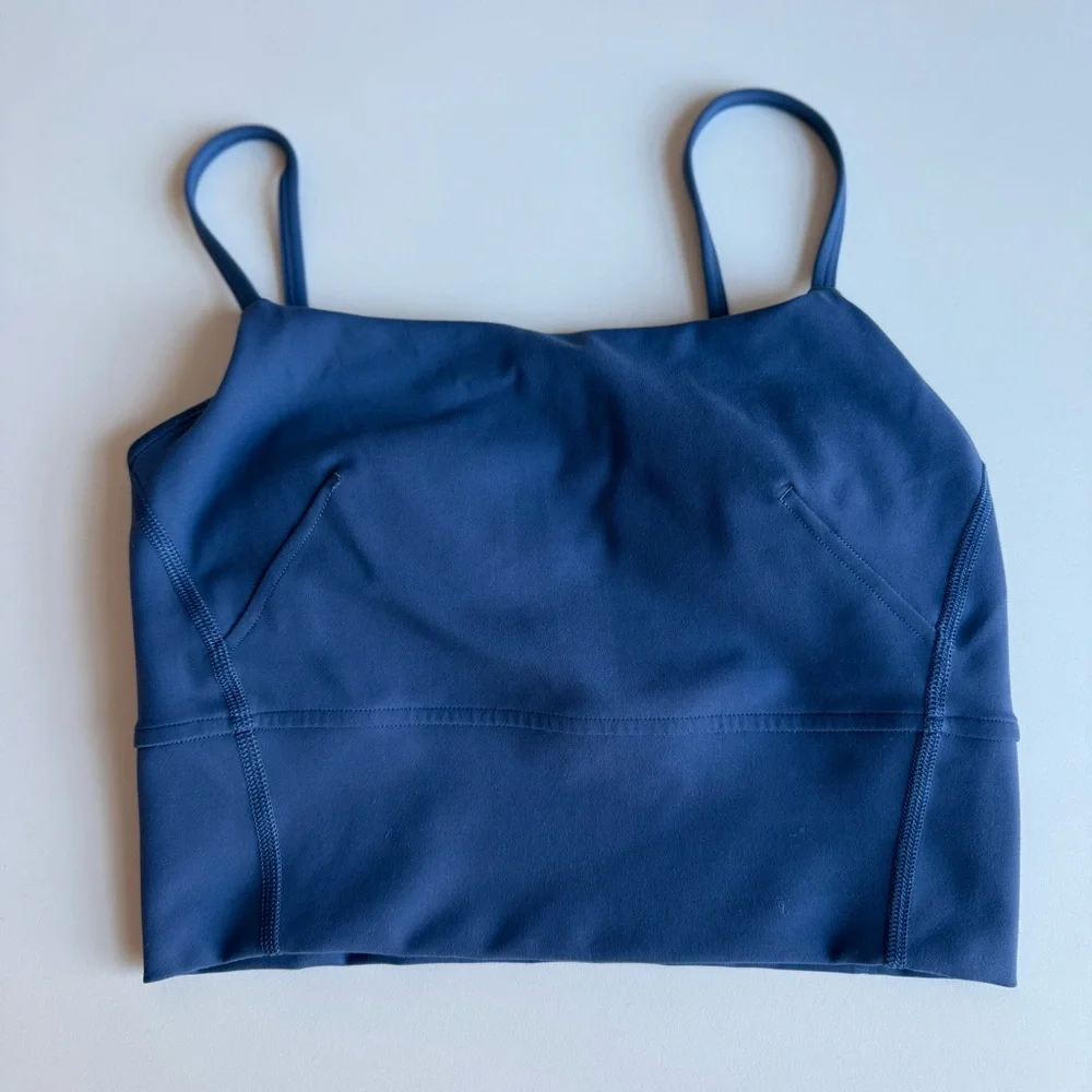 Lululemon Women’s Blue Longline Sports Bra Crop Top Stretch Athletic Yoga Size 2